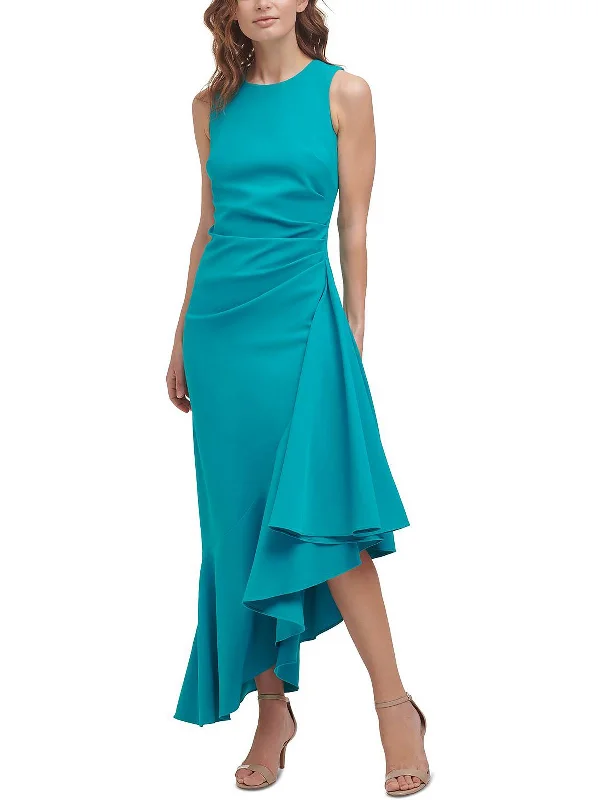 Womens Ruffled Maxi Evening Dress