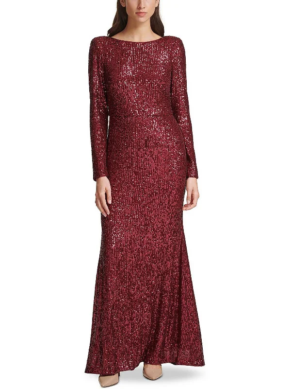 Womens Sequined Maxi Evening Dress