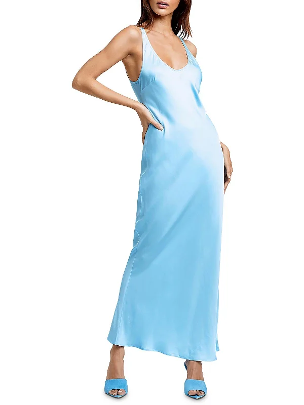 Womens Shimmer Maxi Slip Dress