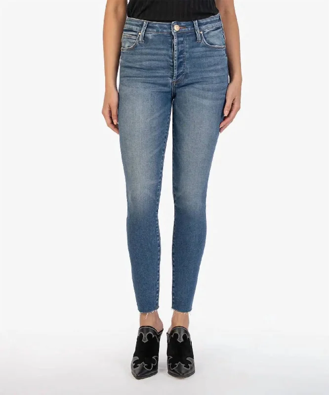 Positively Charlize High Rise Skinny Jean In Mid Blue