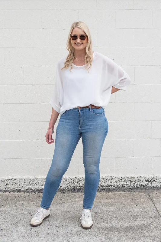 Plain White Draped Top - Essential Collection