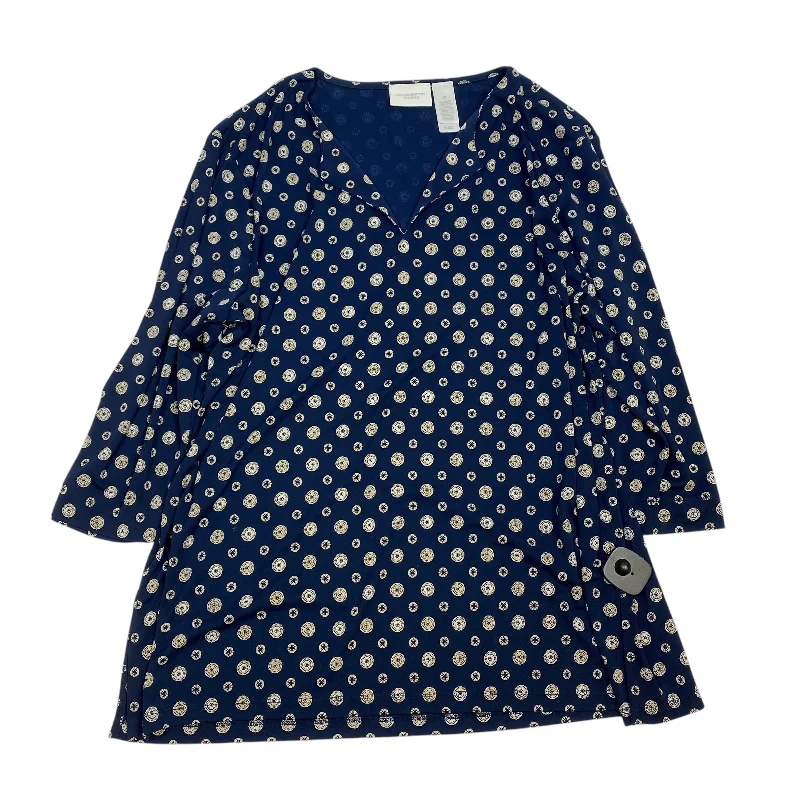 Top 3/4 Sleeve By Liz Claiborne In Navy, Size: 2x