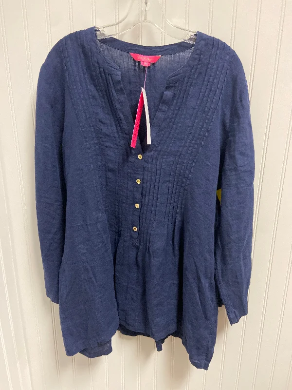 Top Long Sleeve Designer By Lilly Pulitzer In Navy, Size: Xl