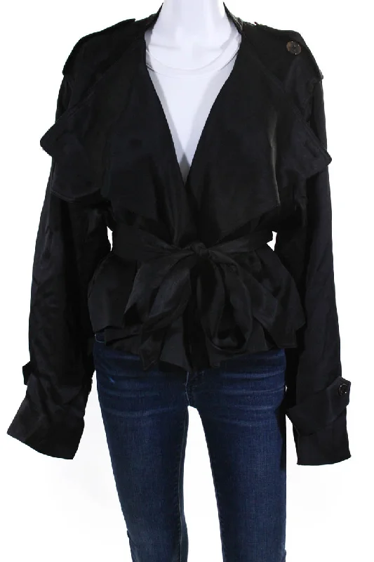 Peter Do Womens Satin Waterfall Jacket Black