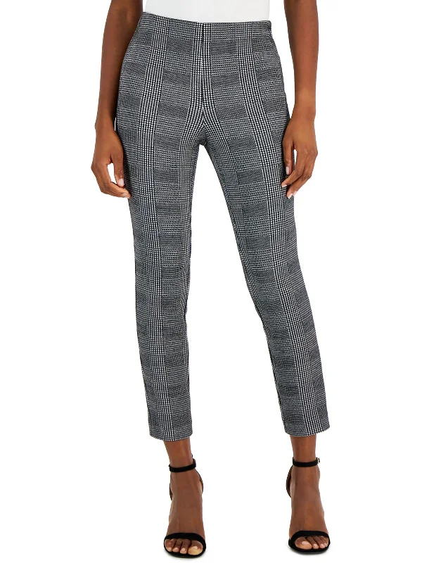 Petites Womens Printed Slim Fit Ankle Pants