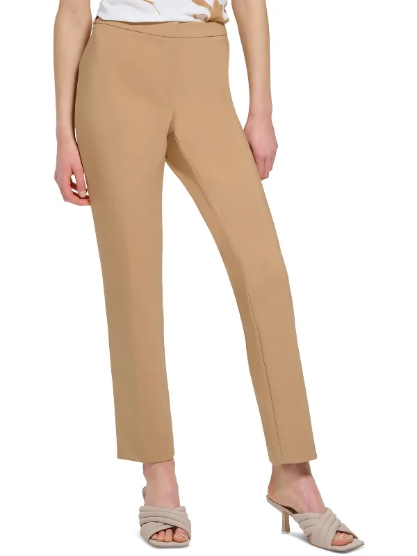 Petites Womens Slim Mid Rise Dress Pants