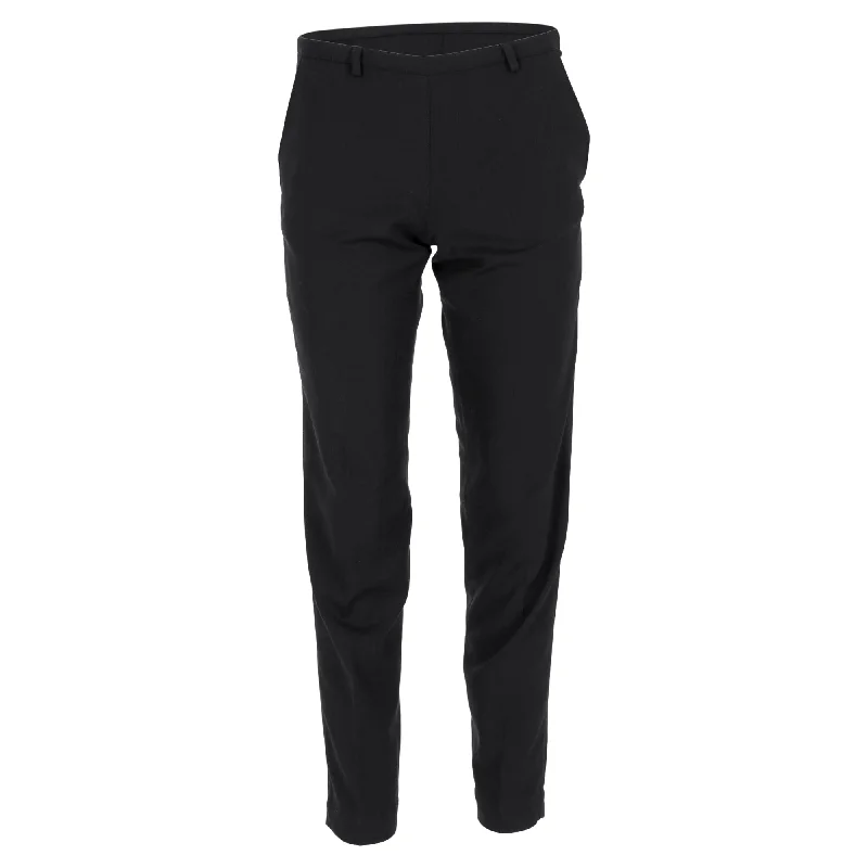 Prada Mid-Waist Straight-Leg Trousers in Black Wool