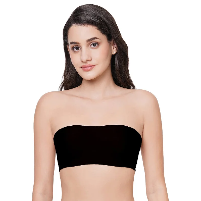 Basic Mold Padded Wired Half Cup Strapless Bandeau T-Shirt Bra - Black