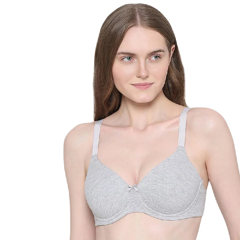 BASICS Essentials2.0 Padded Wired 3/4th Cup Everyday Wear Comfort Fit T-shirt Bra - Grey