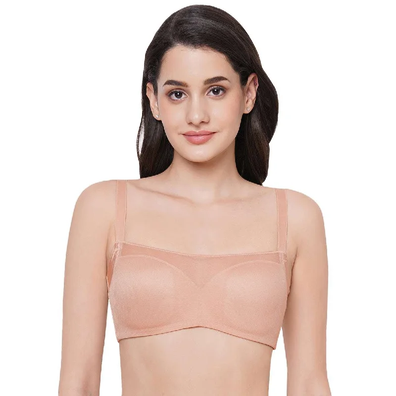 Contour Padded Wired 3/4th Cup Full Coverage Mesh Fashion Bra - Beige