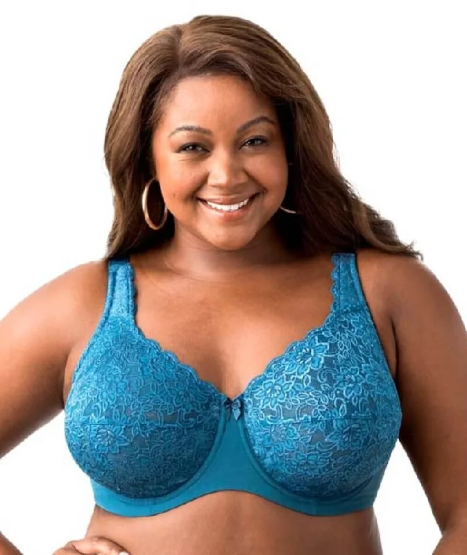 Elila Full Coverage Stretch Lace Underwired Bra - Teal