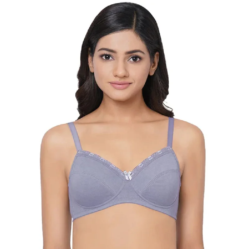 Essentials Non-padded Non-wired Full Cup Everyday Wear Cotton Blend T-Shirt Bra - Blue