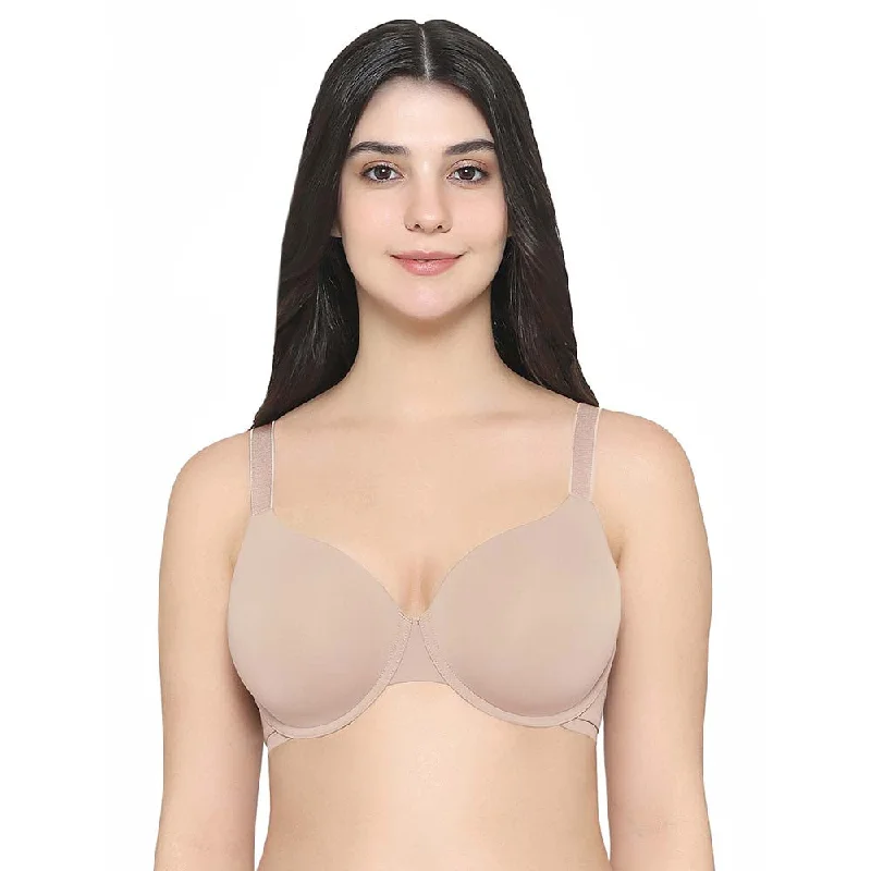 Everyday Elegance Padded Wired Full Cup Everyday Wear Smooth Finish T-Shirt Bra - Beige