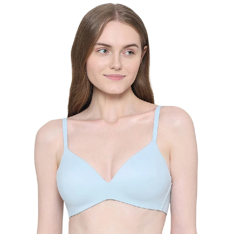 How Perfect Padded Non-wired 3/4th Cup Medium Coverage Seamless T-Shirt Bra - Light Blue