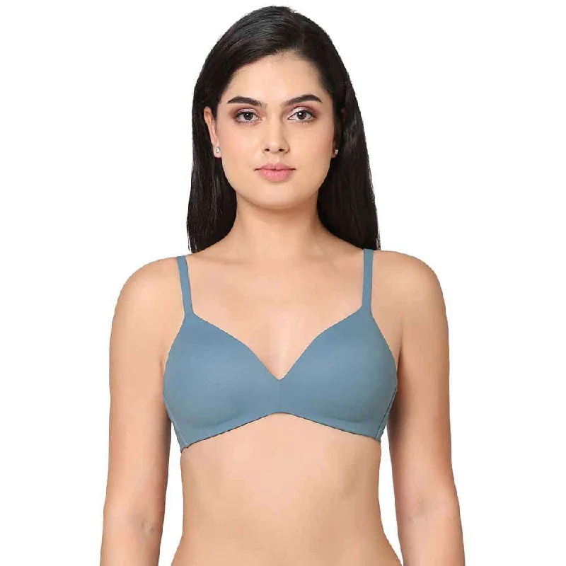 How Perfect Padded Non-wired 3/4th Cup Medium Coverage Seamless T-Shirt Bra - Blue