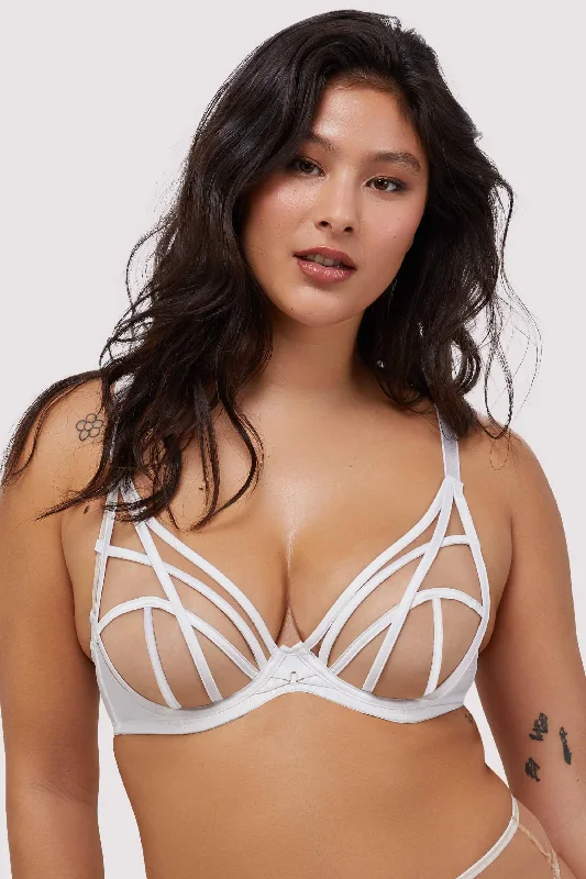 Ramona Optic White Strap Detail Illusion Mesh Bra