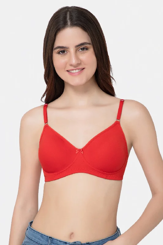 Medium Coverage Non-Wired Non-Padded Intimacy Saree Bra - Fiery Red - INT29