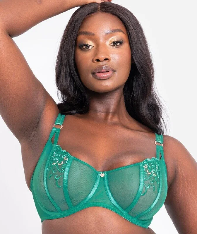 Scantilly Ornate Balcony Bra - Emerald