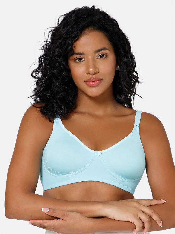 Full Coverage Non-Padded Non-Wired Intimacy T-Shirt Saree Bra - ES02 - Blue Tint