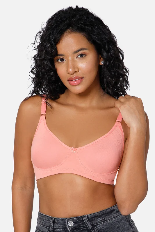 Full Coverage Non-Padded Non-Wired Intimacy T-Shirt Saree Bra - ES02 - Peach