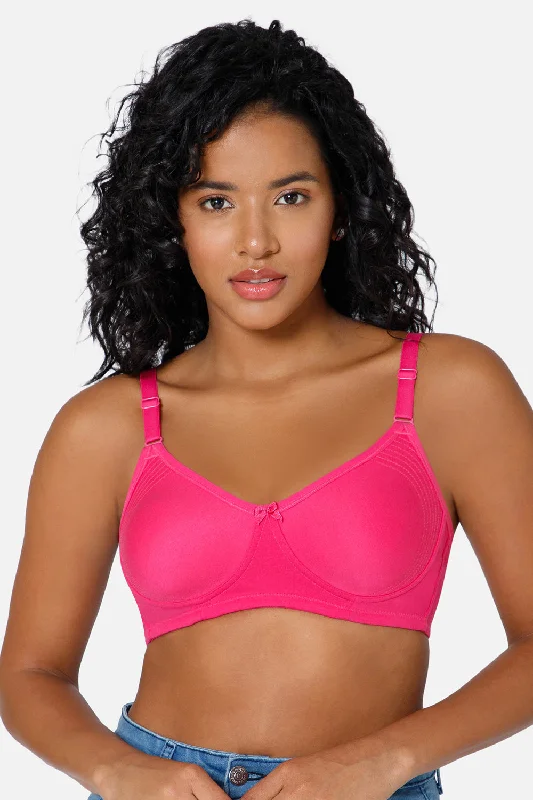 Everyday Full Coverage Non-Padded Intimacy  T-Shirt Saree Bra - Fuchsia - DEFC