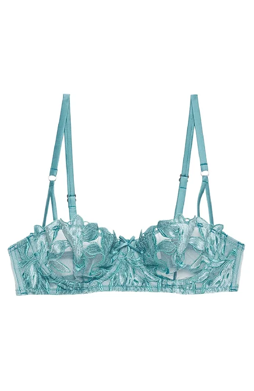 Velvet Lily Embroidery Balconette Bra