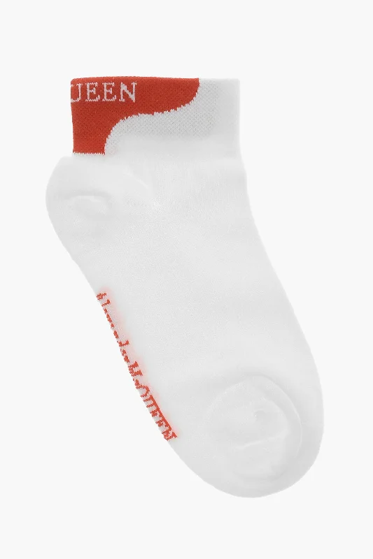 Alexander McQueen Cotton Blend Socks with Contrast Details