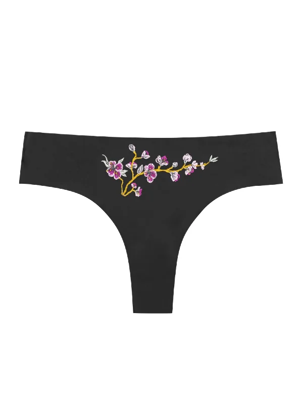 Better Briefs Thong with Embroidery - Tap Shoe Black