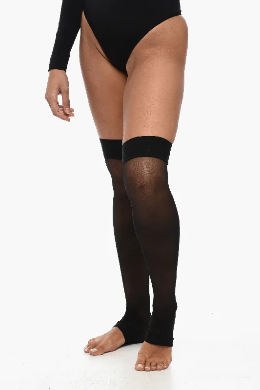 Dolce & Gabbana Solid Color Stockings with Logoed Band