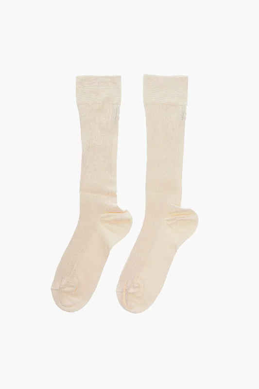 Jil Sander Embroidered Logo Silk Blend Socks