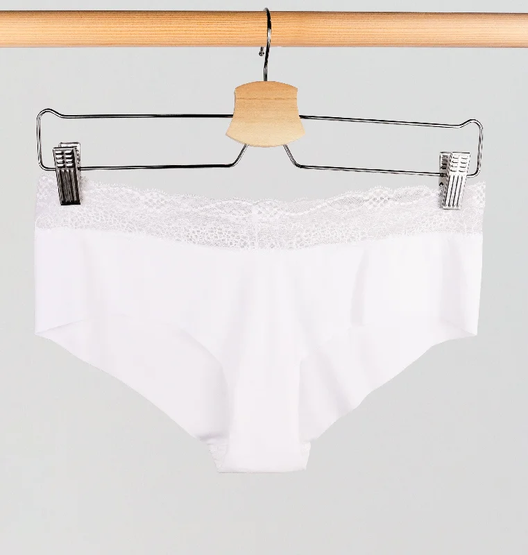 Microfibre lace trim knicker [White]