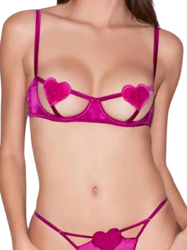 Novelty Heart Bra In Ultra Pink