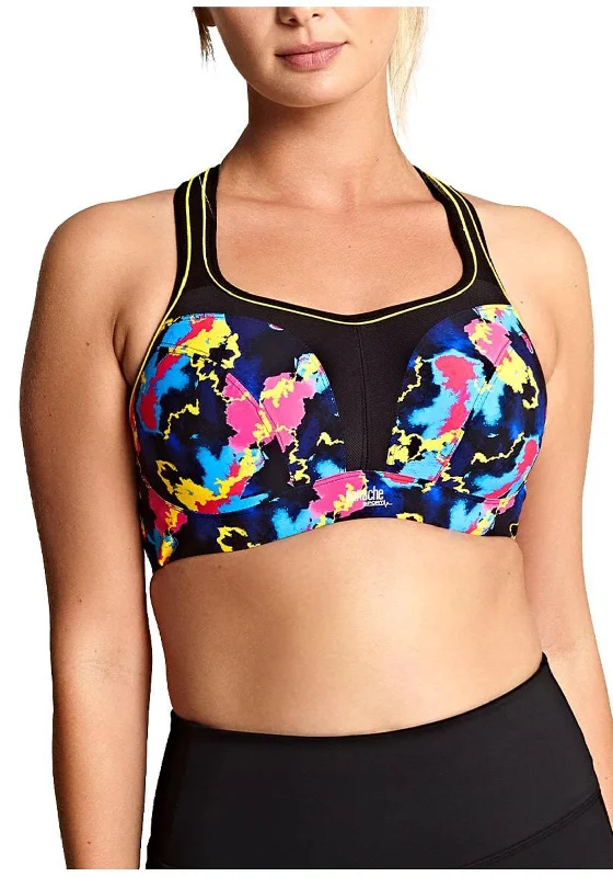 Panache Sport Wired Electric Print Sports Bra, Black Multi