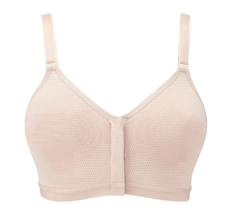 Front-fastening wire free bra [Beige]