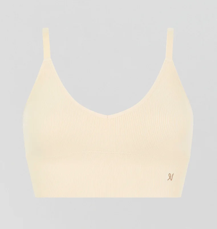 Ribbed seamless bralette [Oat]