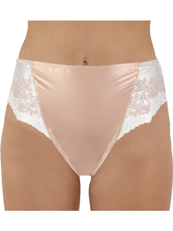 Womens High Cut Lace Trim Brief Panty