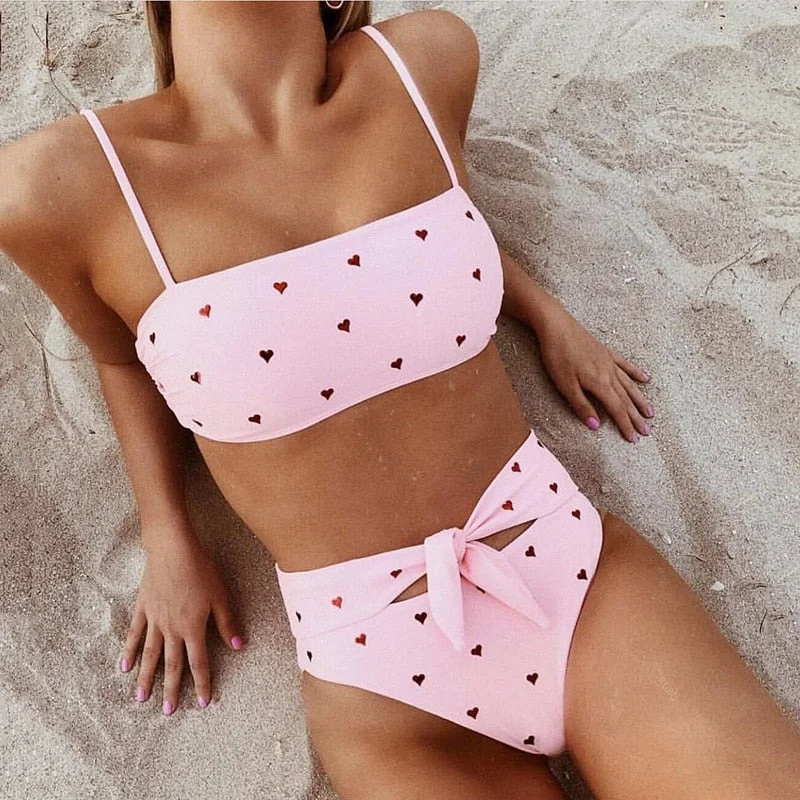 Sexy Bandeau Bikini 2019 Bandeau Swimwear Women Swimsuit High Waist Bikinis Set Swimming for Women Bathing Suit maillot de bain