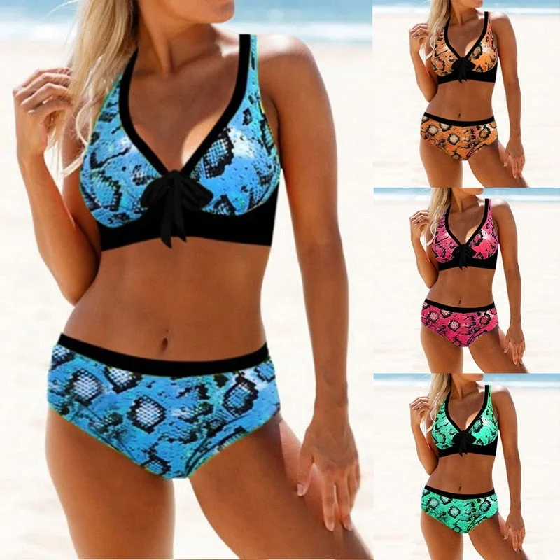 Sexy Bikini Set Women Leopard 2019 Tankini Plus Size Thong Biquini High Waist Swimsuit Mujer Tie Knot Bikinis Women Swimwear