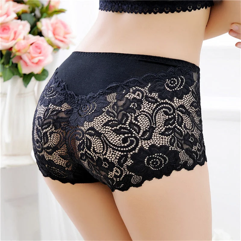 Underwear Women Lingerie UnderpantsLace seamless panties sexy lace buttock high waist panties modal crotch women's boxer shorts