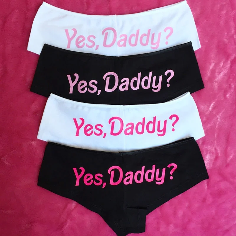 Women Funny Lingerie G-string Briefs Underwear Panties T string Thongs Knickers Yes Daddy Letter Printed Underwear Ladies briefs