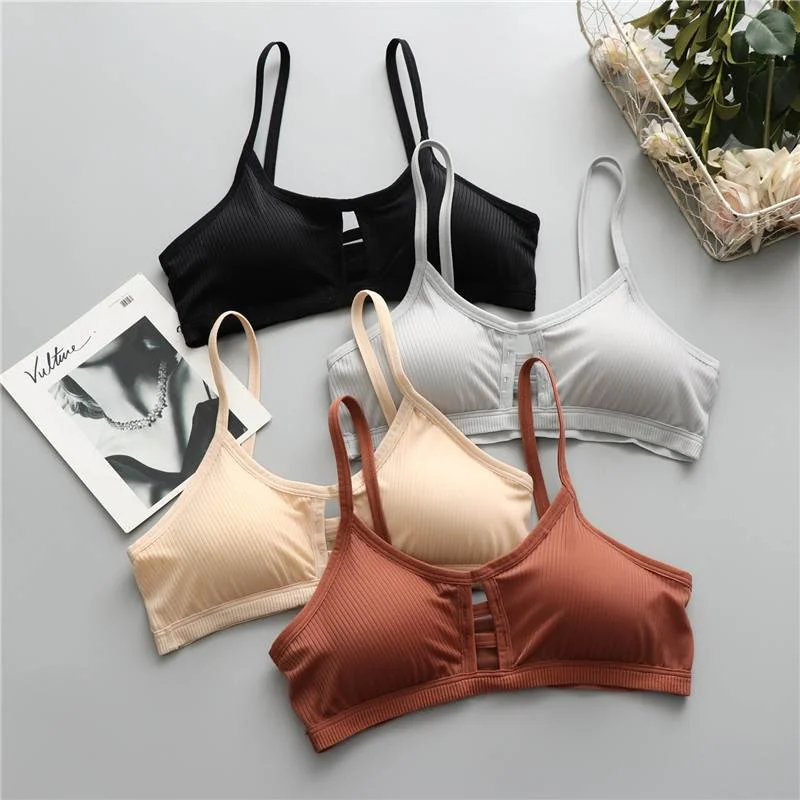 Women Ladies Sexy Bralette Bustier Crop Top Tanks Hollow Out Short Vest Tanks Tops Triangle Cup Padded Bra Knitted Top Knitwear