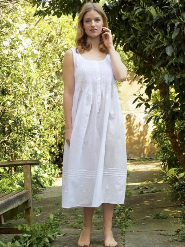 Smocked Sleeveless Cotton Nightdress