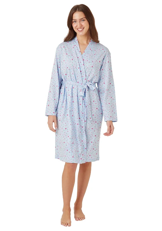 Indigo Sky Ditsy Floral Kimono Robe, Blue