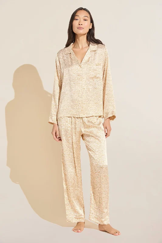 Inez Washable Silk Printed Long PJ Set