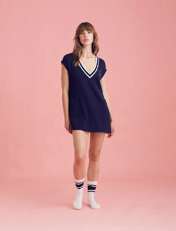 Luxe Waffle Tennis Logo Tank Dress