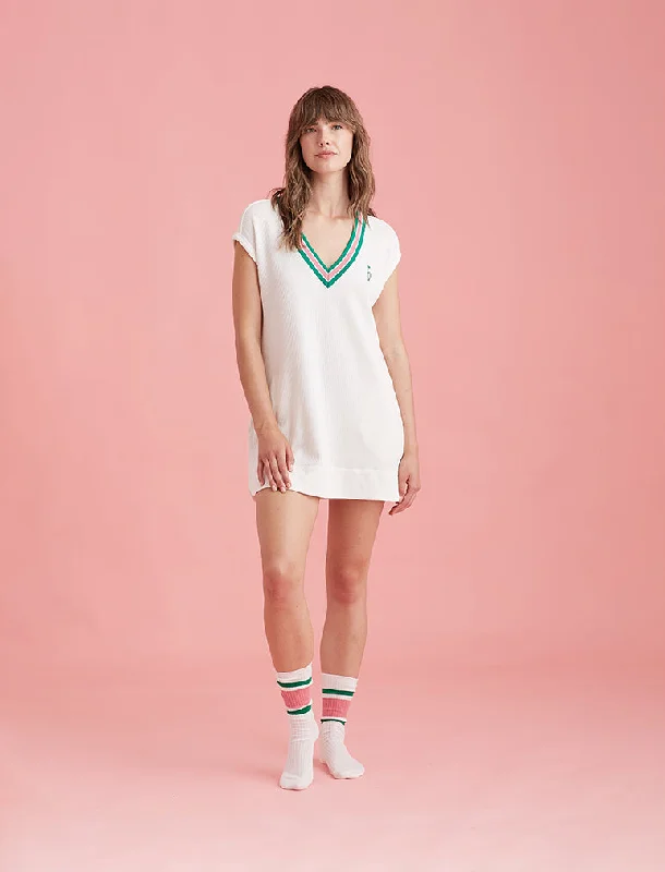 Luxe Waffle Tennis Logo Tank Dress