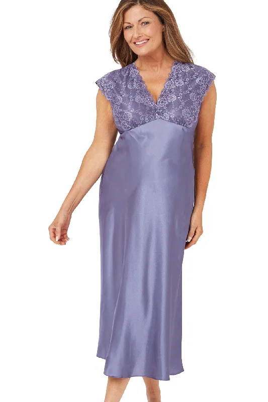 Marcelle Cap Sleeve Satin & Lace Nightdress